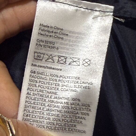 (C4) H&MBoys' Varsity Jacket in White and Dark Blue with Red Lettering,Size 8/10 - Picture 10 of 14